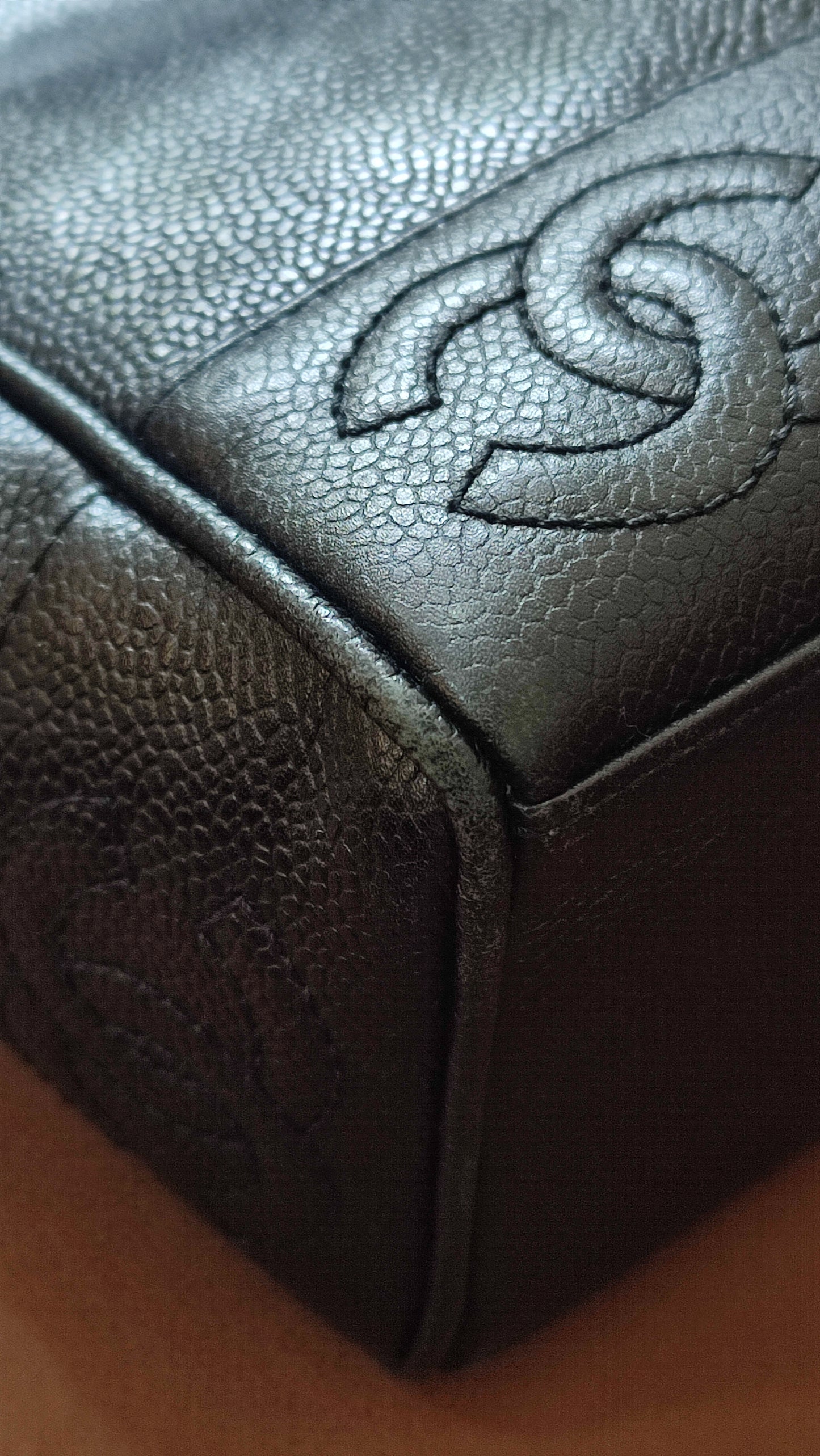 Chanel Triple Coco CC Chain Caviar Shoulder Bag Black Caviar Series 4