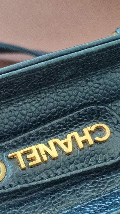 Chanel Triple Coco CC Chain Caviar Shoulder Bag Black Caviar Series 4
