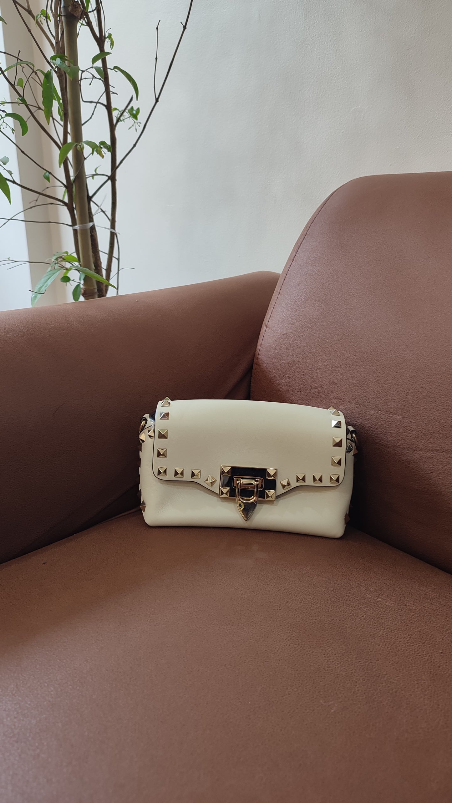 Valentino Garavani Rockstud Mini Ivory Crossbody Bag
