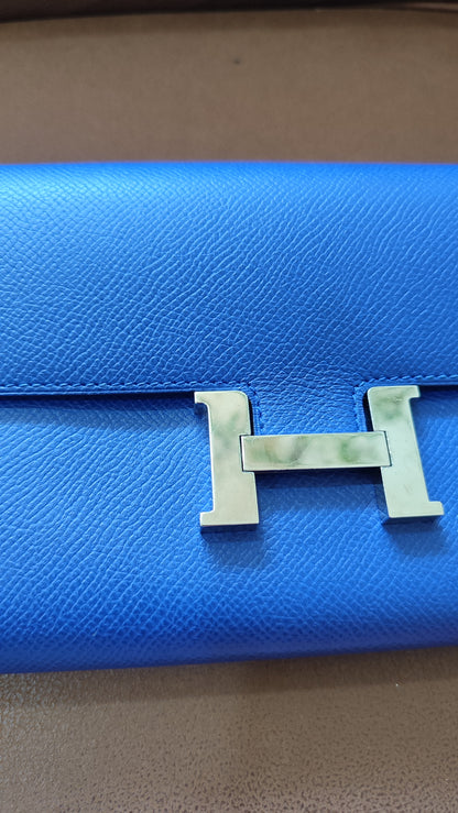 Hermes Constance Long Wallet Epsom Bleu Royal Stamp R 2014