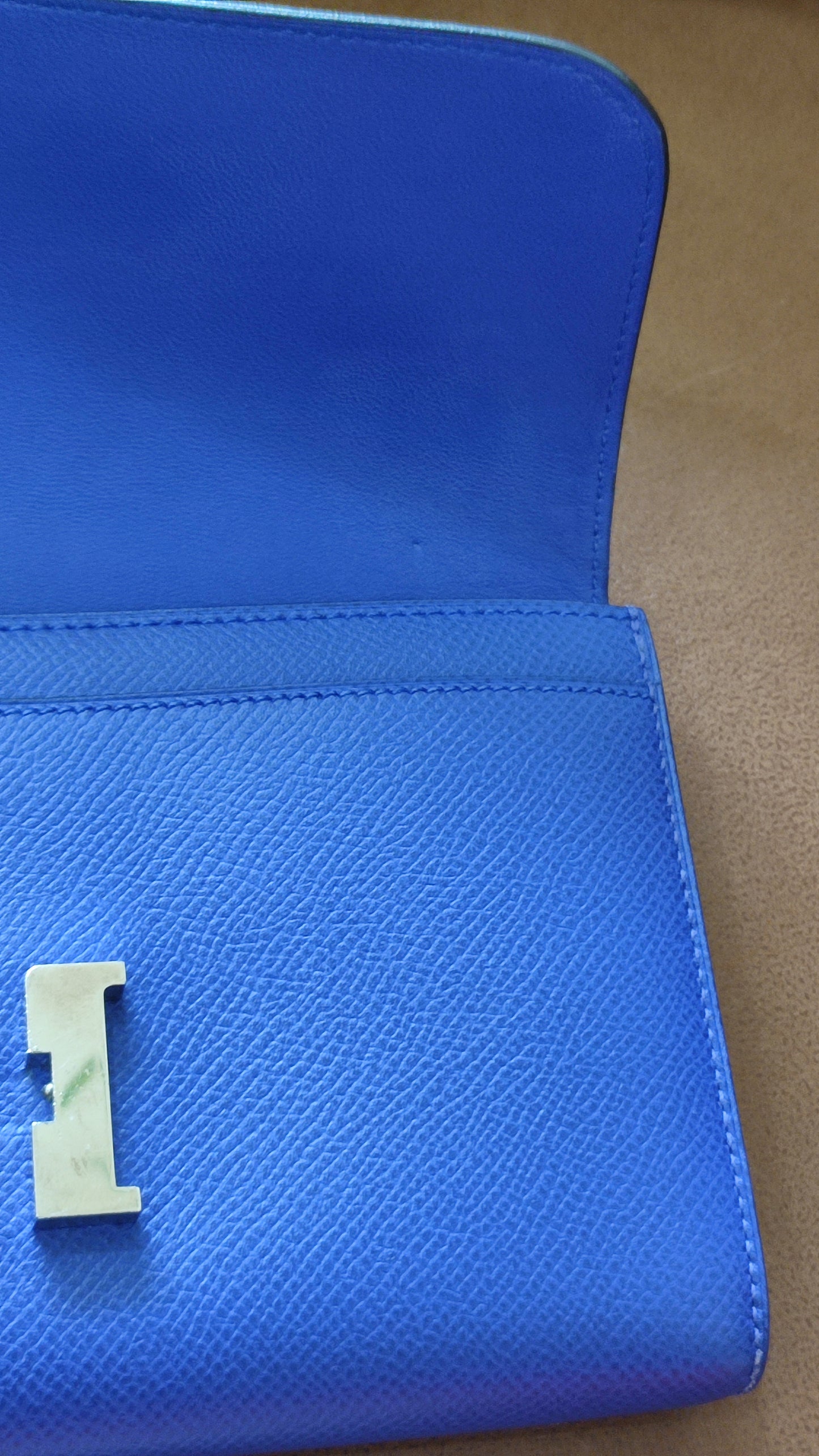 Hermes Constance Long Wallet Epsom Bleu Royal Stamp R 2014