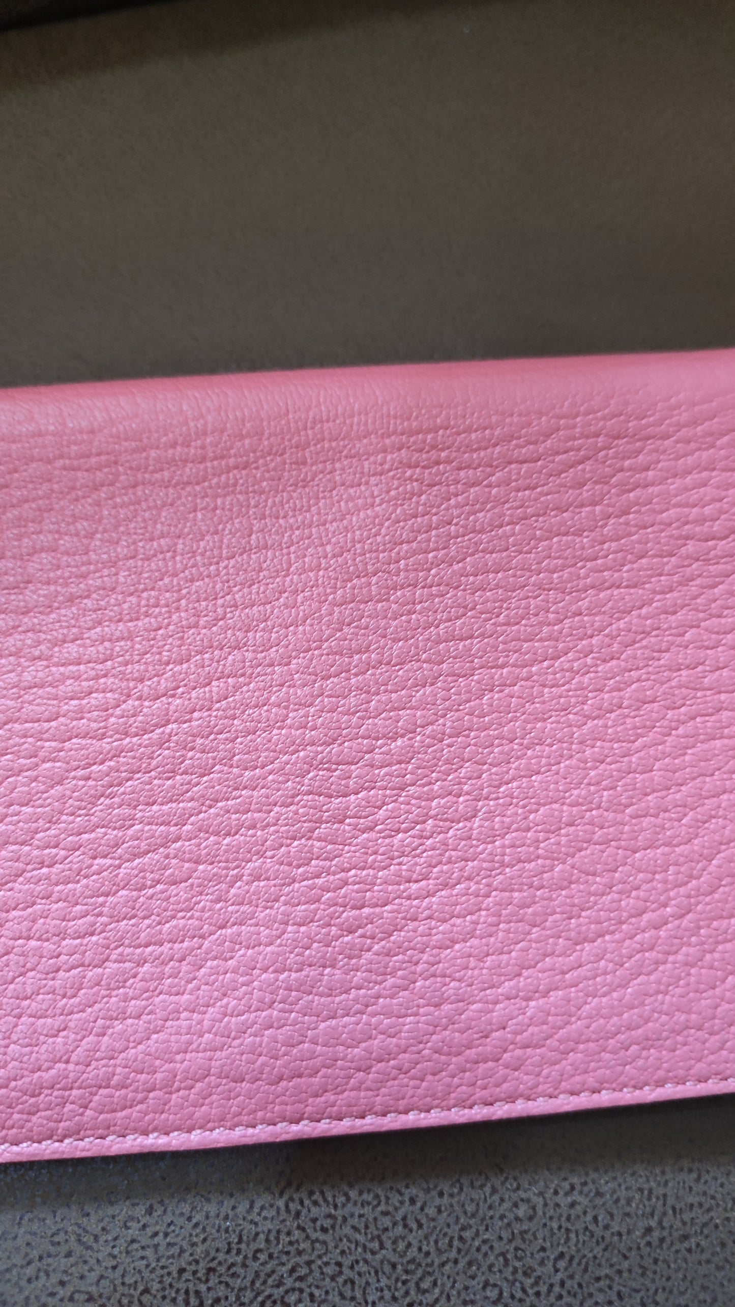 Hermes Passport Holder Pink Chevre Mysore Stamp X 2016