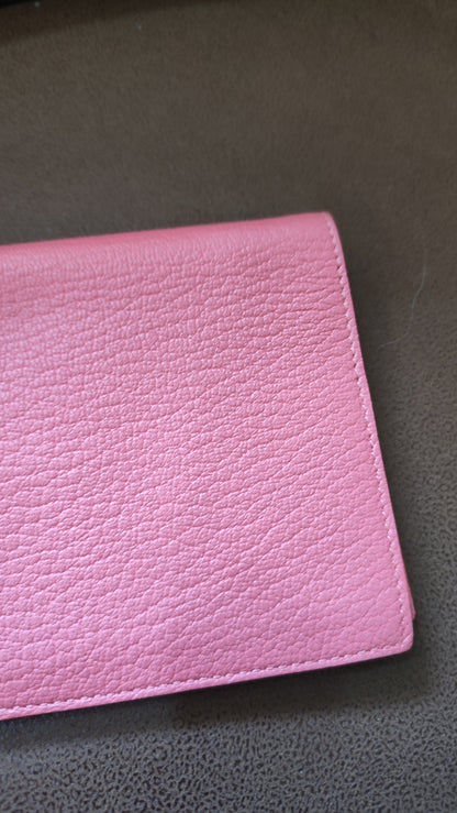 Hermes Passport Holder Pink Chevre Mysore Stamp X 2016