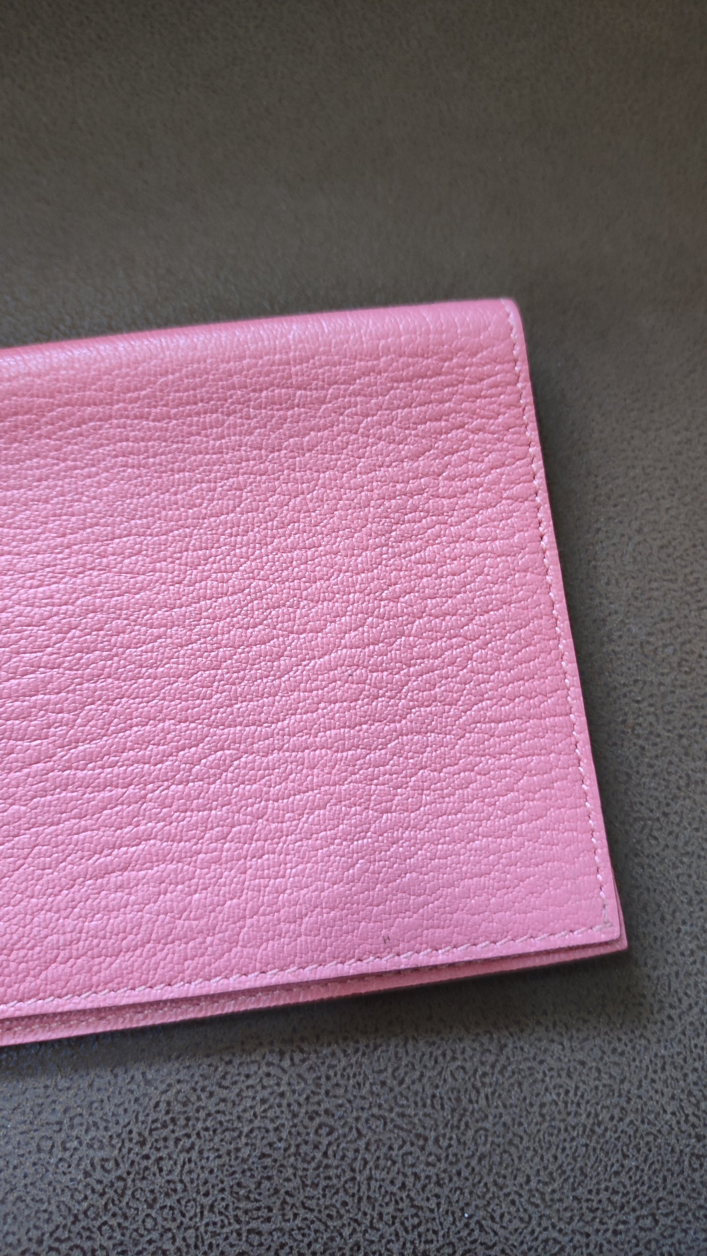 Hermes Passport Holder Pink Chevre Mysore Stamp X 2016
