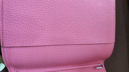 Hermes Passport Holder Pink Chevre Mysore Stamp X 2016