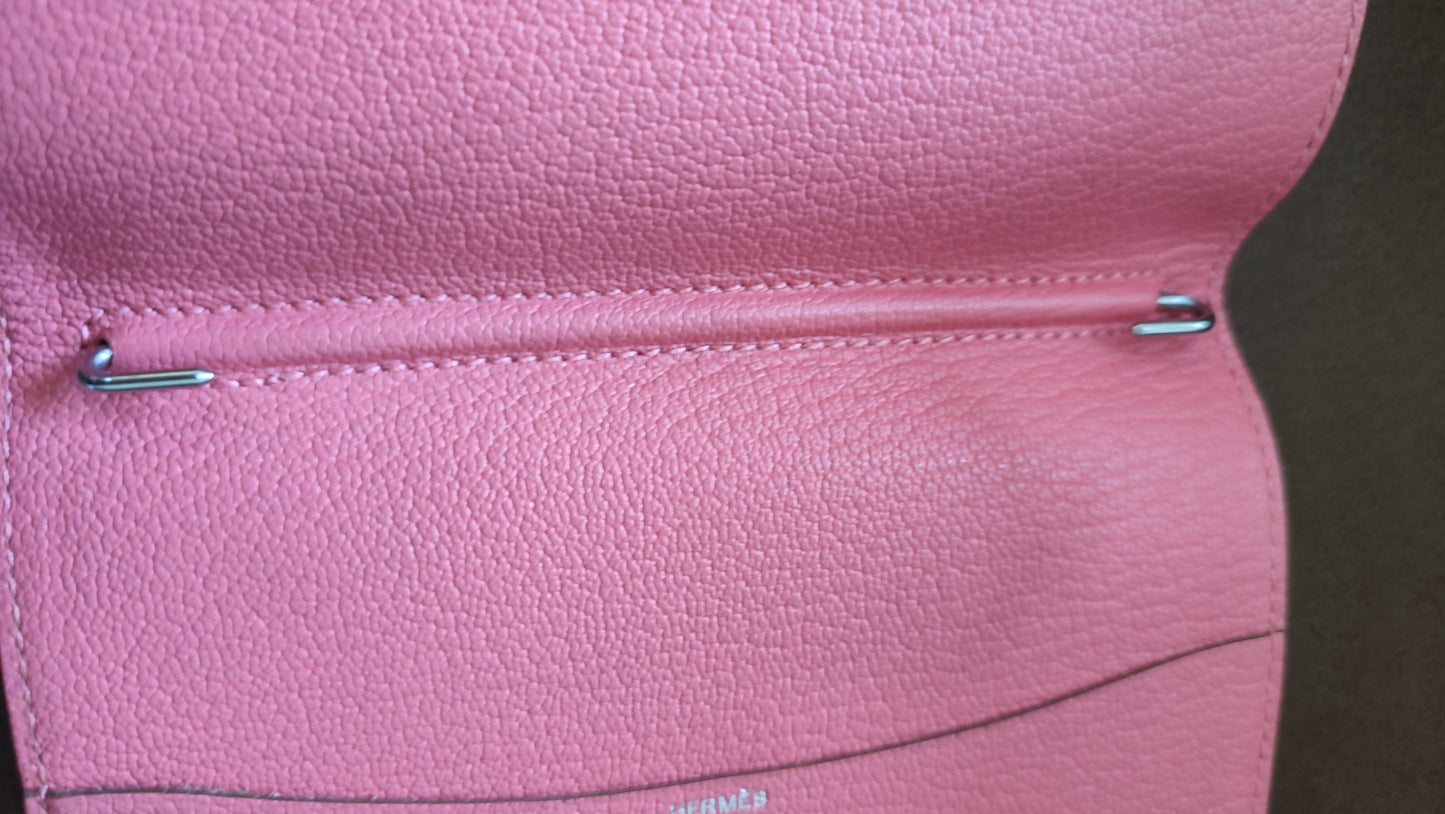 Hermes Passport Holder Pink Chevre Mysore Stamp X 2016