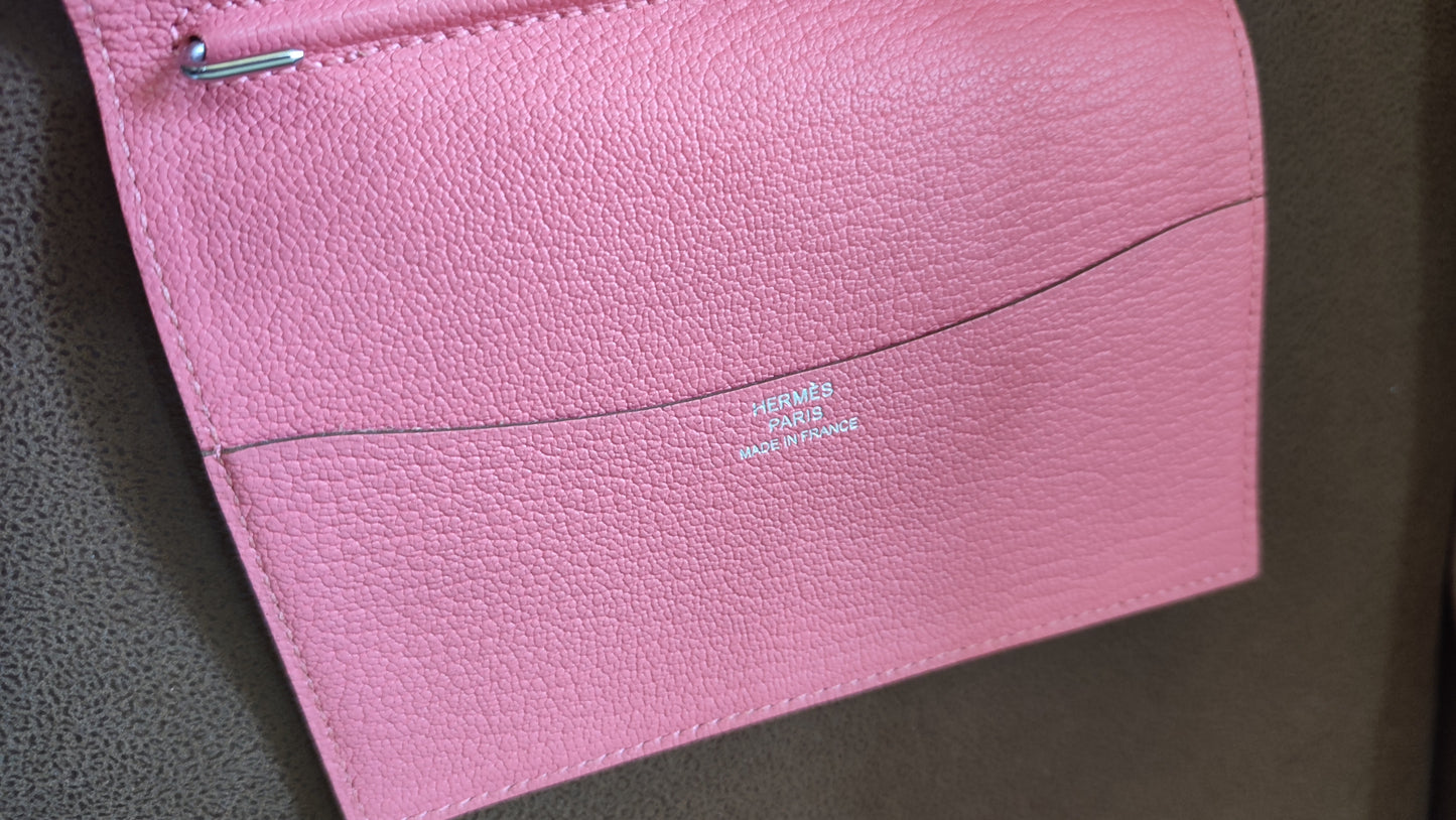 Hermes Passport Holder Pink Chevre Mysore Stamp X 2016