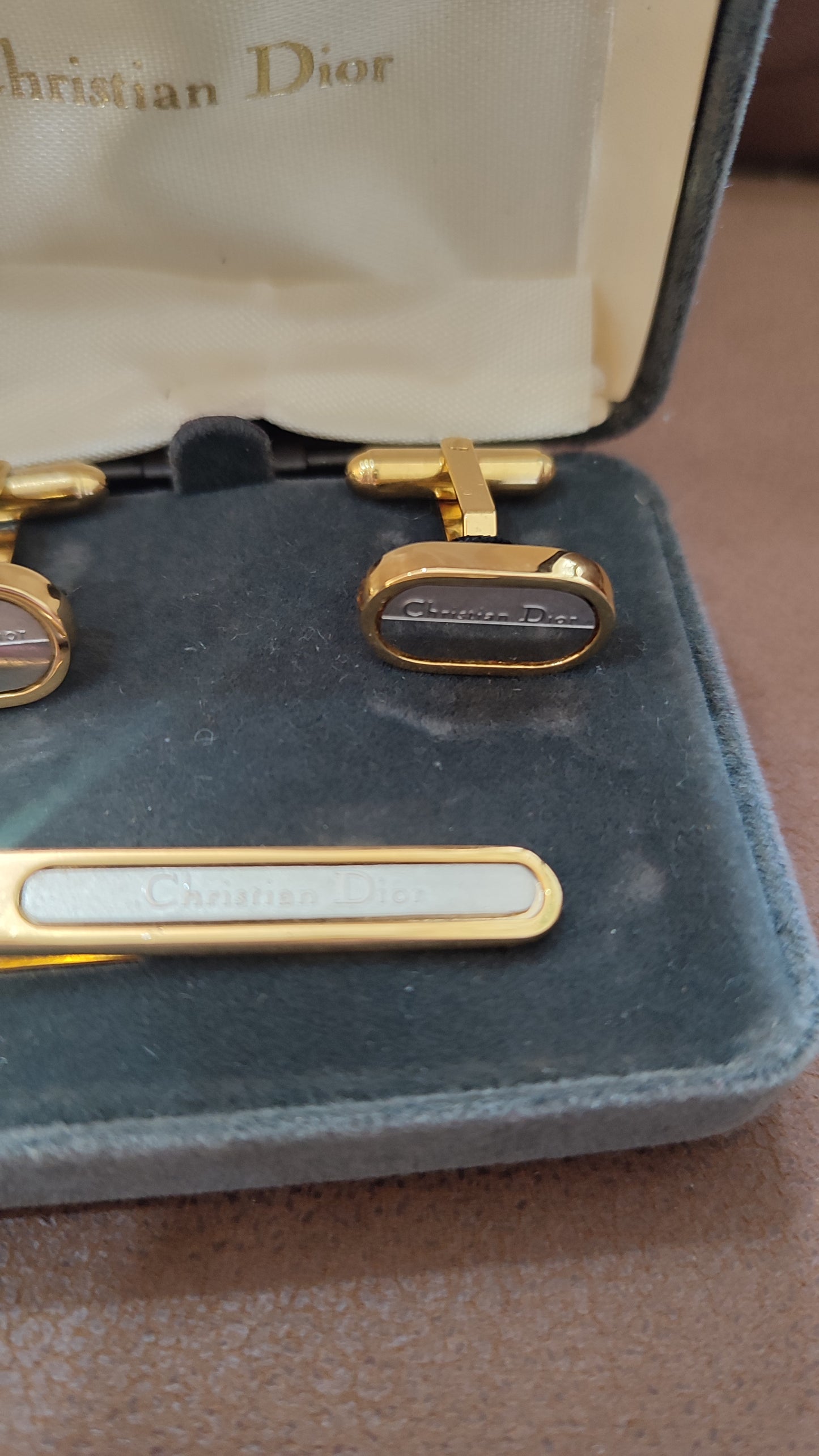 Dior Gold Tone Tie Pin and Cufflinks