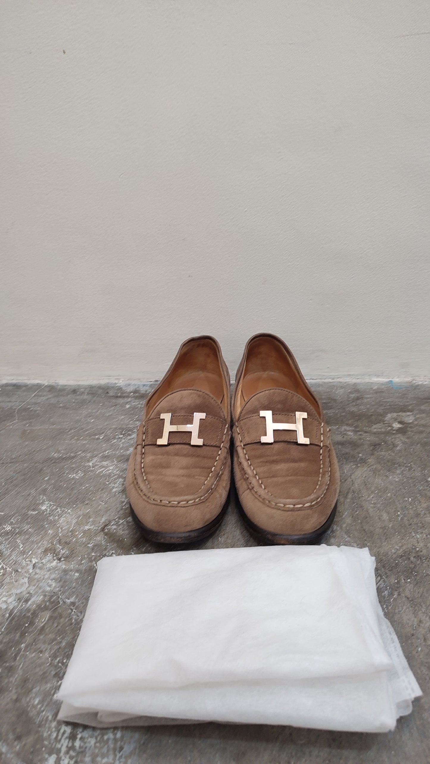 Hermes Constance Suede Mules Brown Size 37 1/2