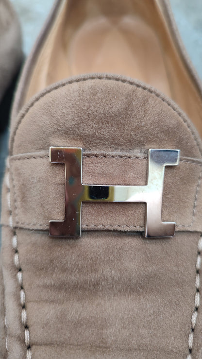 Hermes Constance Suede Mules Brown Size 37 1/2