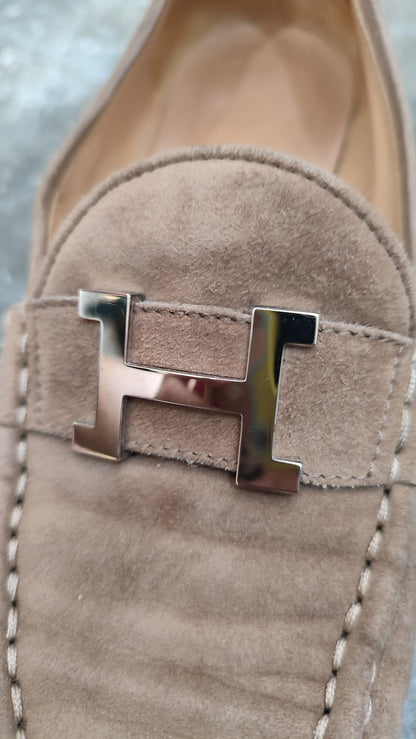 Hermes Constance Suede Mules Brown Size 37 1/2