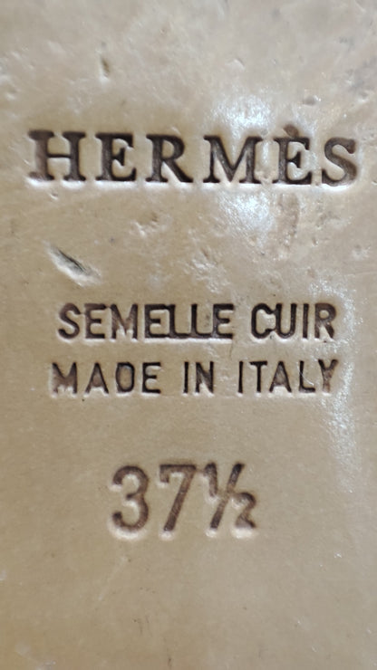 Hermes Constance Suede Mules Brown Size 37 1/2