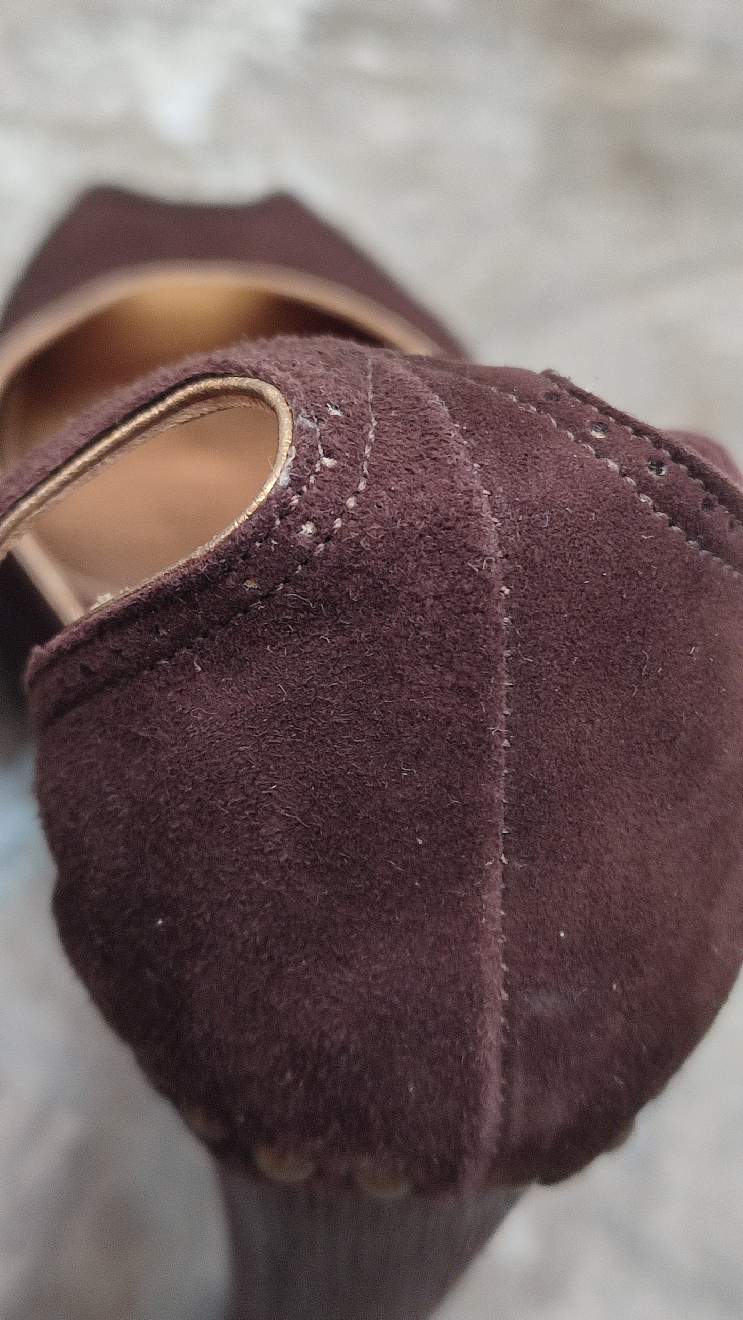 Prada Peep-Toe Suede Pumps Brown Size 37