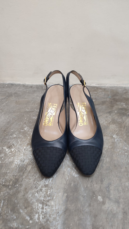 Salvatore Ferragamo Slingback Heels Black Size 7C