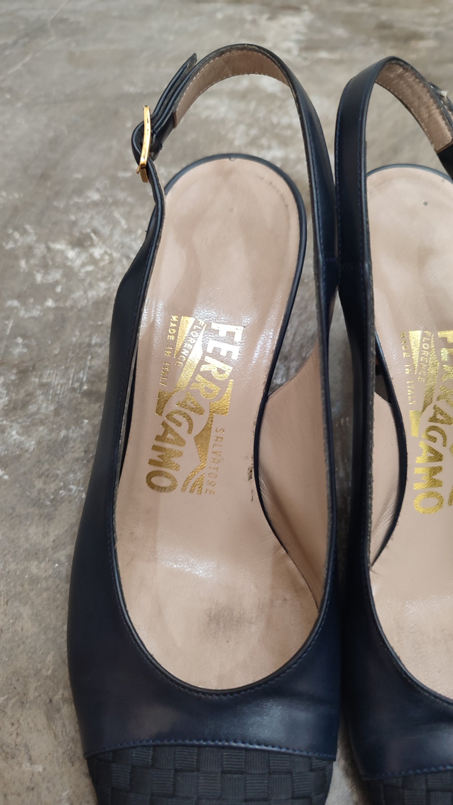 Salvatore Ferragamo Slingback Heels Black Size 7C