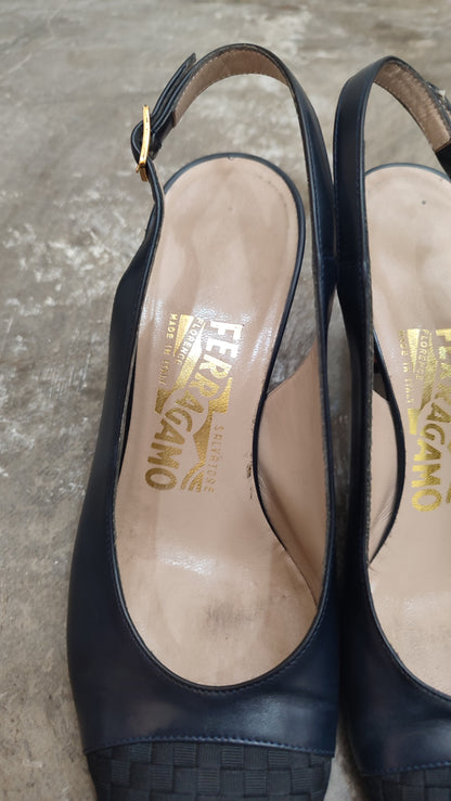Salvatore Ferragamo Slingback Heels Black Size 7C