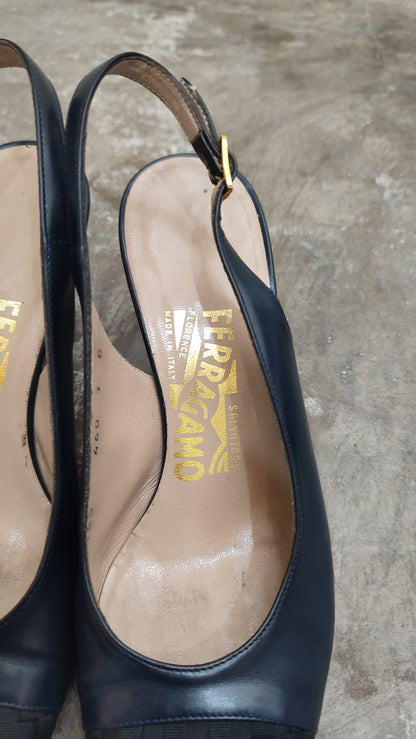 Salvatore Ferragamo Slingback Heels Black Size 7C