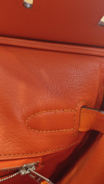 Hermes Birkin 30 Orange Epsom Stamp I Square 2005