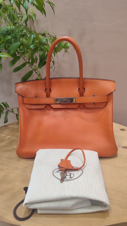 Hermes Birkin 30 Orange Epsom Stamp I Square 2005