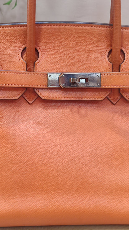 Hermes Birkin 30 Orange Epsom Stamp I Square 2005