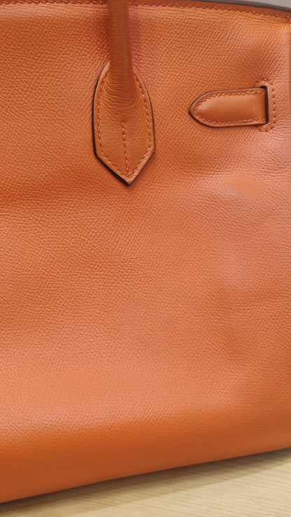 Hermes Birkin 30 Orange Epsom Stamp I Square 2005