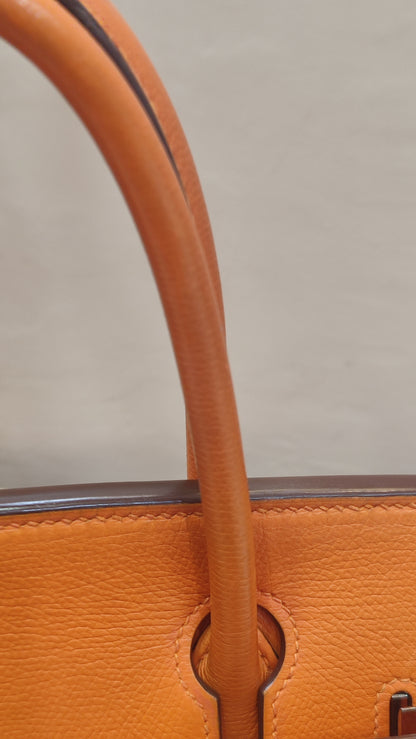 Hermes Birkin 30 Orange Epsom Stamp I Square 2005