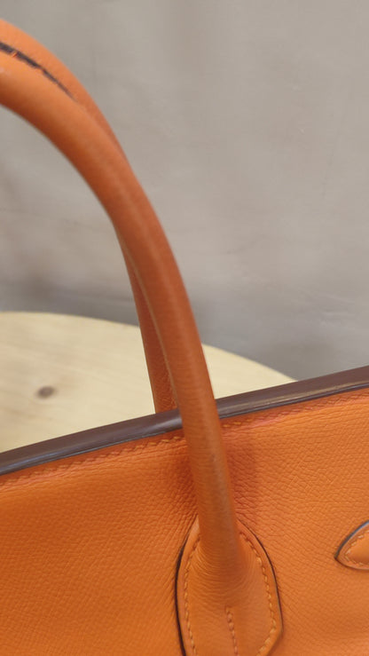Hermes Birkin 30 Orange Epsom Stamp I Square 2005