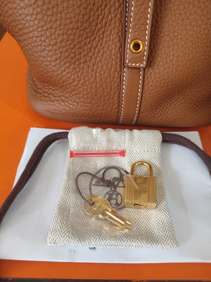 Hermes Picotin 22 Gold on Gold Clemence Stamp U 2022 Fullset