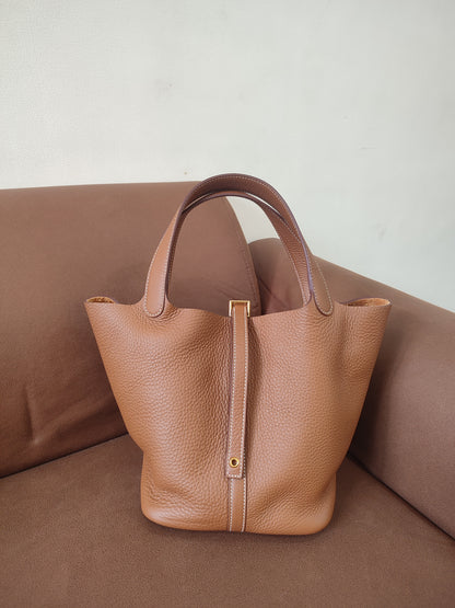Hermes Picotin 22 Gold on Gold Clemence Stamp U 2022 Fullset