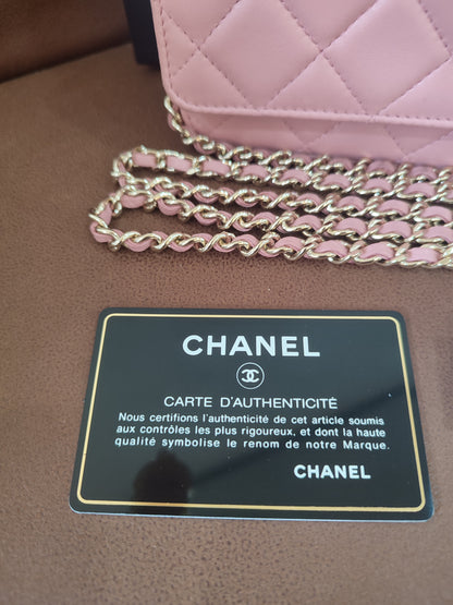 Chanel Classic Wallet On Chain Lambskin Pink GHW Chanel Classic Wallet On Chain Lambskin Pink Series 24