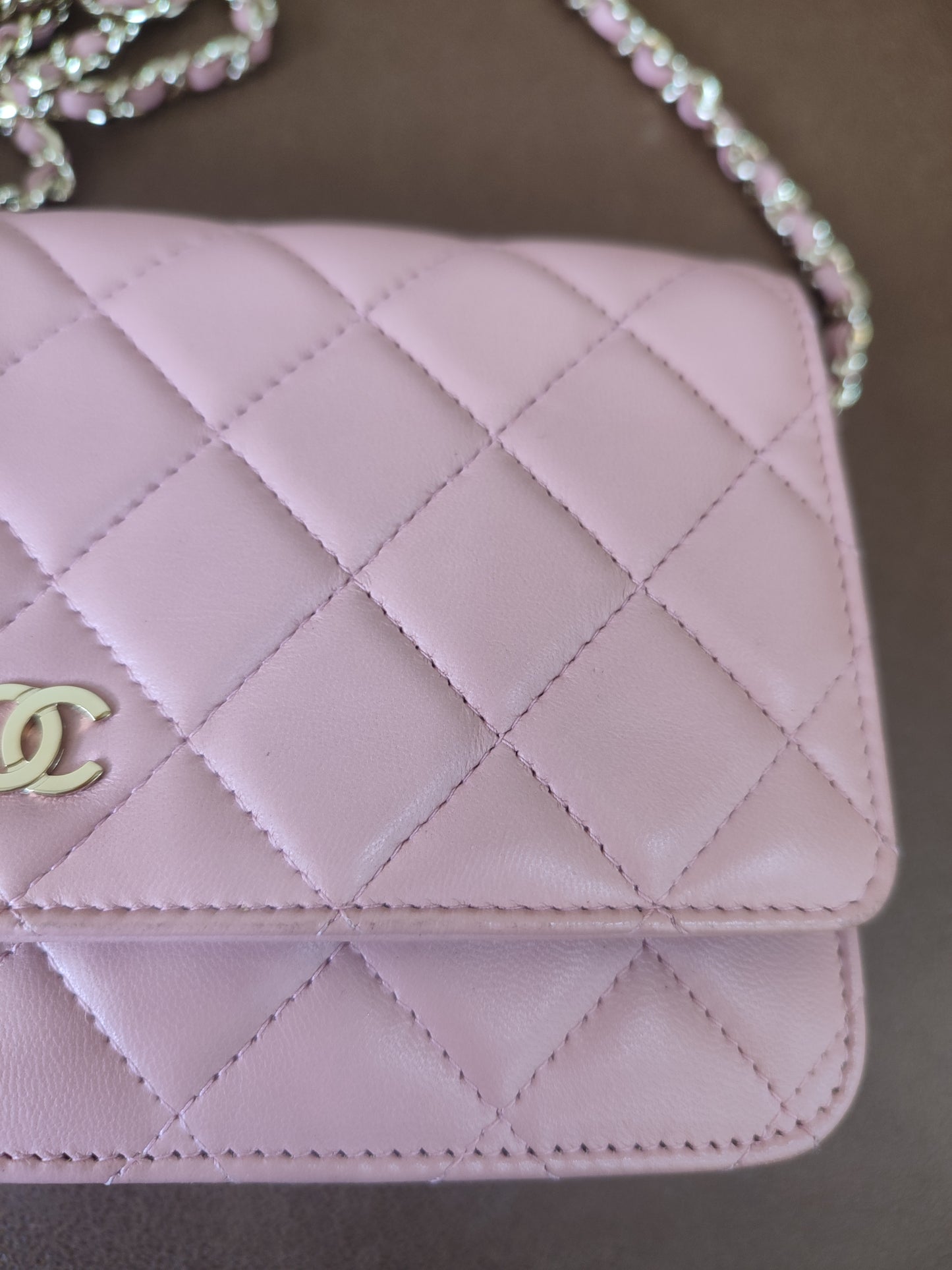 Chanel Classic Wallet On Chain Lambskin Pink GHW Chanel Classic Wallet On Chain Lambskin Pink Series 24