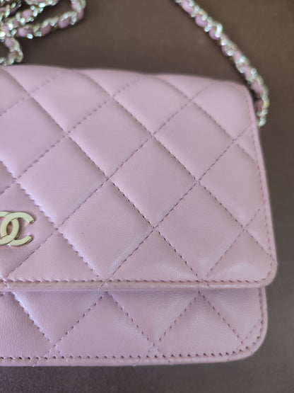 Chanel Classic Wallet On Chain Lambskin Pink GHW Chanel Classic Wallet On Chain Lambskin Pink Series 24