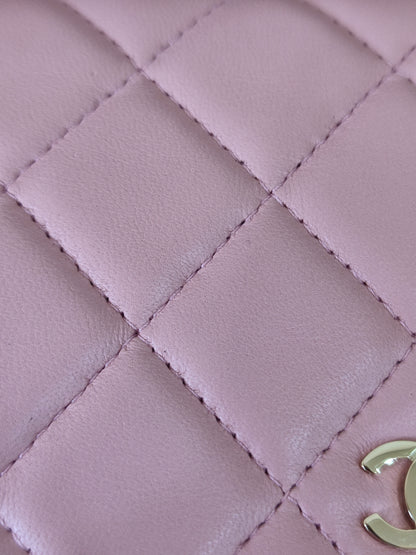 Chanel Classic Wallet On Chain Lambskin Pink GHW Chanel Classic Wallet On Chain Lambskin Pink Series 24