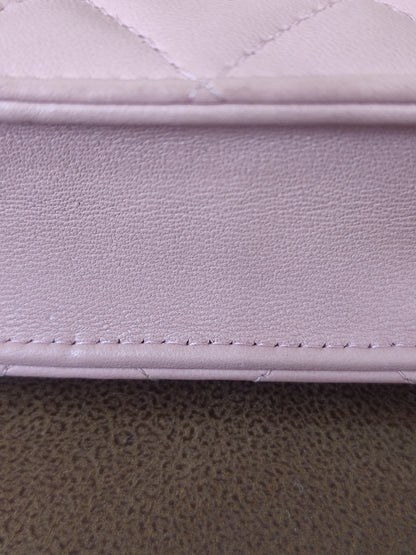 Chanel Classic Wallet On Chain Lambskin Pink GHW Chanel Classic Wallet On Chain Lambskin Pink Series 24