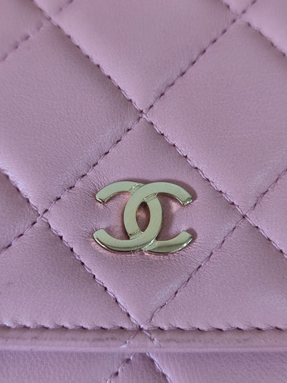 Chanel Classic Wallet On Chain Lambskin Pink GHW Chanel Classic Wallet On Chain Lambskin Pink Series 24