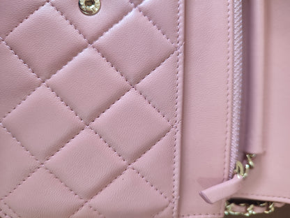 Chanel Classic Wallet On Chain Lambskin Pink GHW Chanel Classic Wallet On Chain Lambskin Pink Series 24