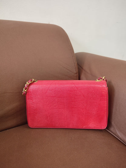 Chanel Vintage Lizard Flap Bag Red Series 1