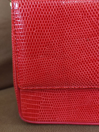 Chanel Vintage Lizard Flap Bag Red Series 1