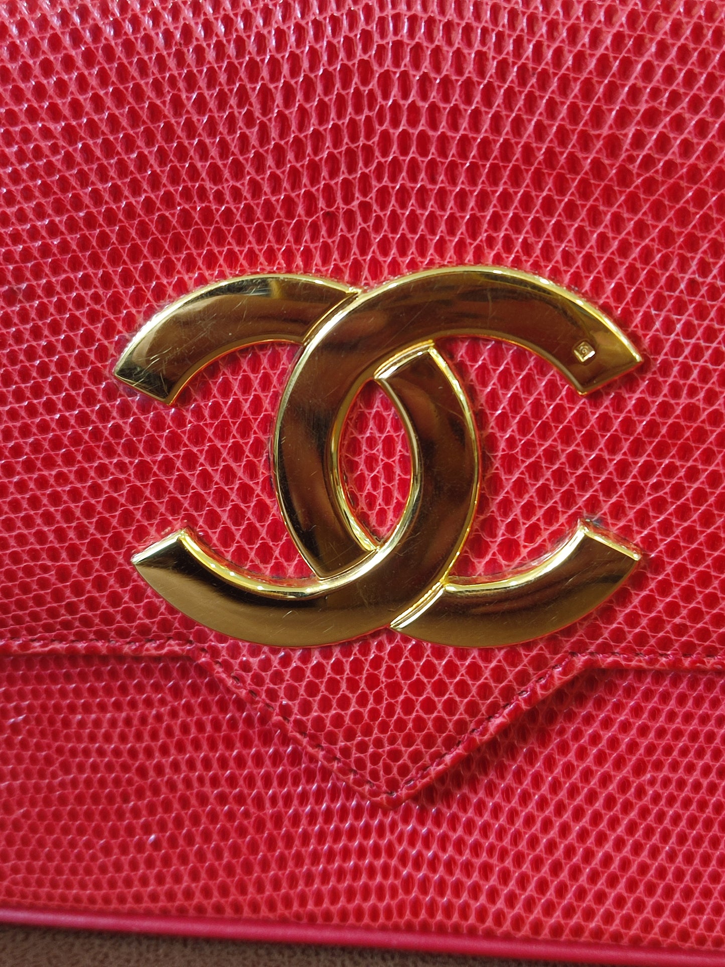 Chanel Vintage Lizard Flap Bag Red Series 1