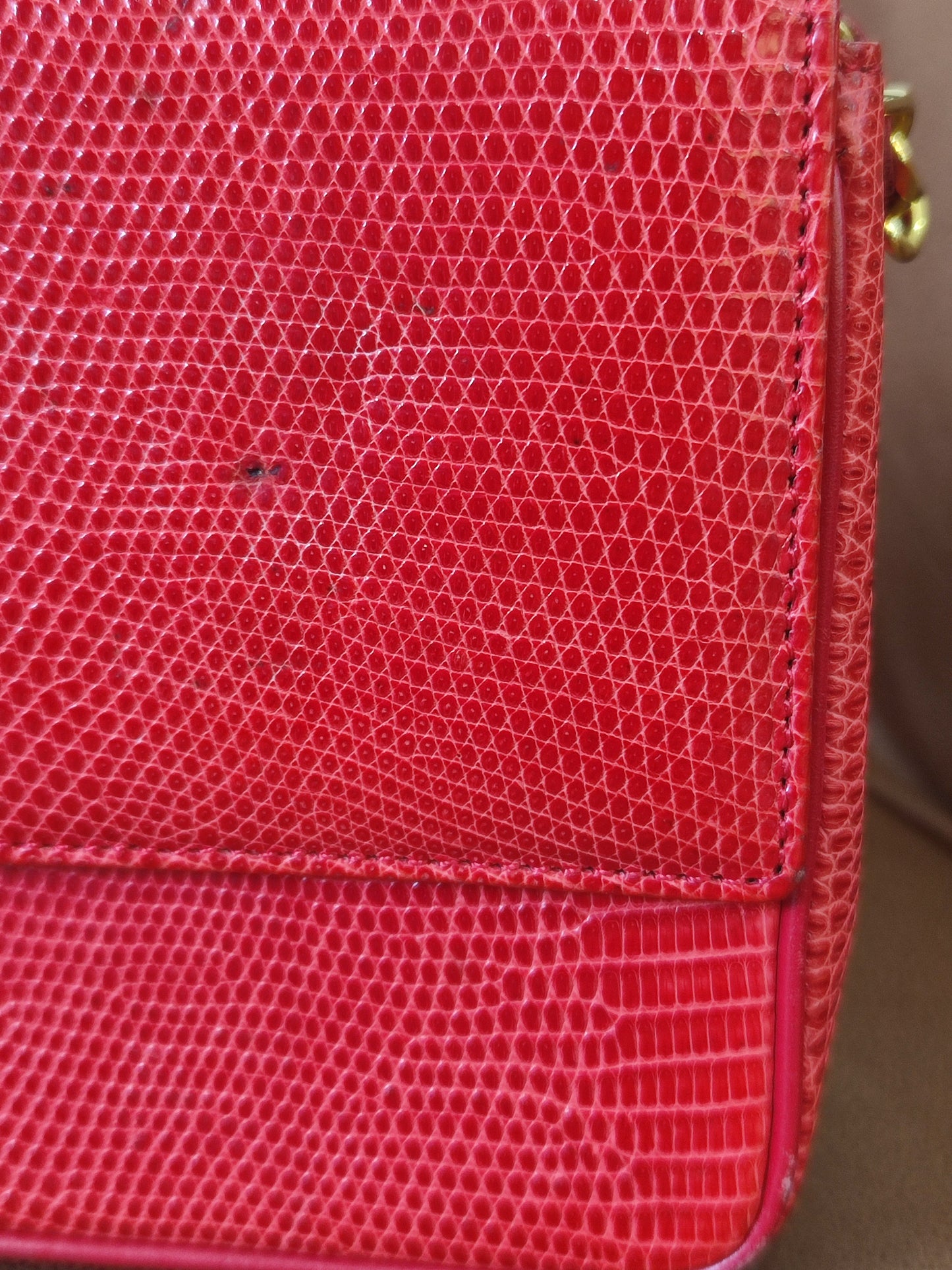 Chanel Vintage Lizard Flap Bag Red Series 1