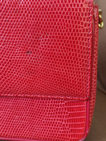 Chanel Vintage Lizard Flap Bag Red Series 1