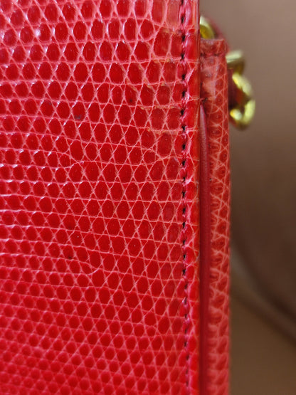 Chanel Vintage Lizard Flap Bag Red Series 1