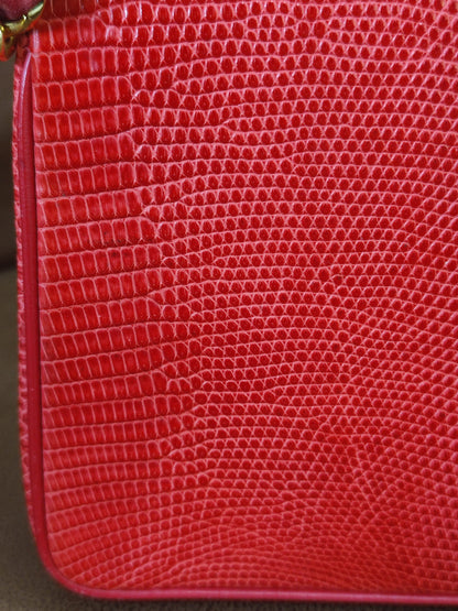 Chanel Vintage Lizard Flap Bag Red Series 1