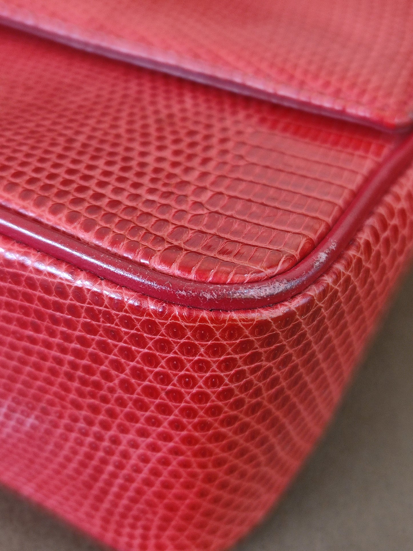 Chanel Vintage Lizard Flap Bag Red Series 1