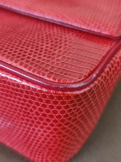 Chanel Vintage Lizard Flap Bag Red Series 1