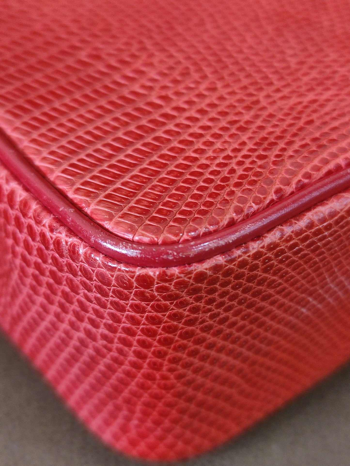 Chanel Vintage Lizard Flap Bag Red Series 1