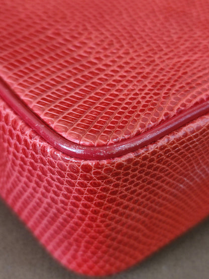 Chanel Vintage Lizard Flap Bag Red Series 1