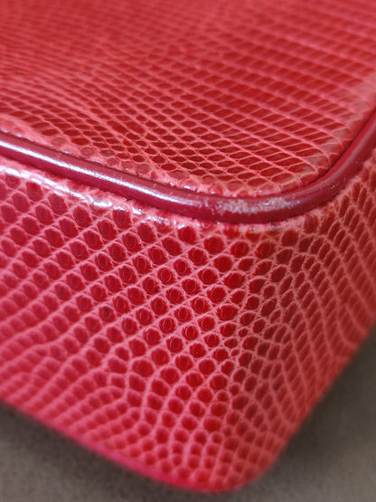 Chanel Vintage Lizard Flap Bag Red Series 1