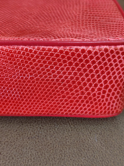 Chanel Vintage Lizard Flap Bag Red Series 1