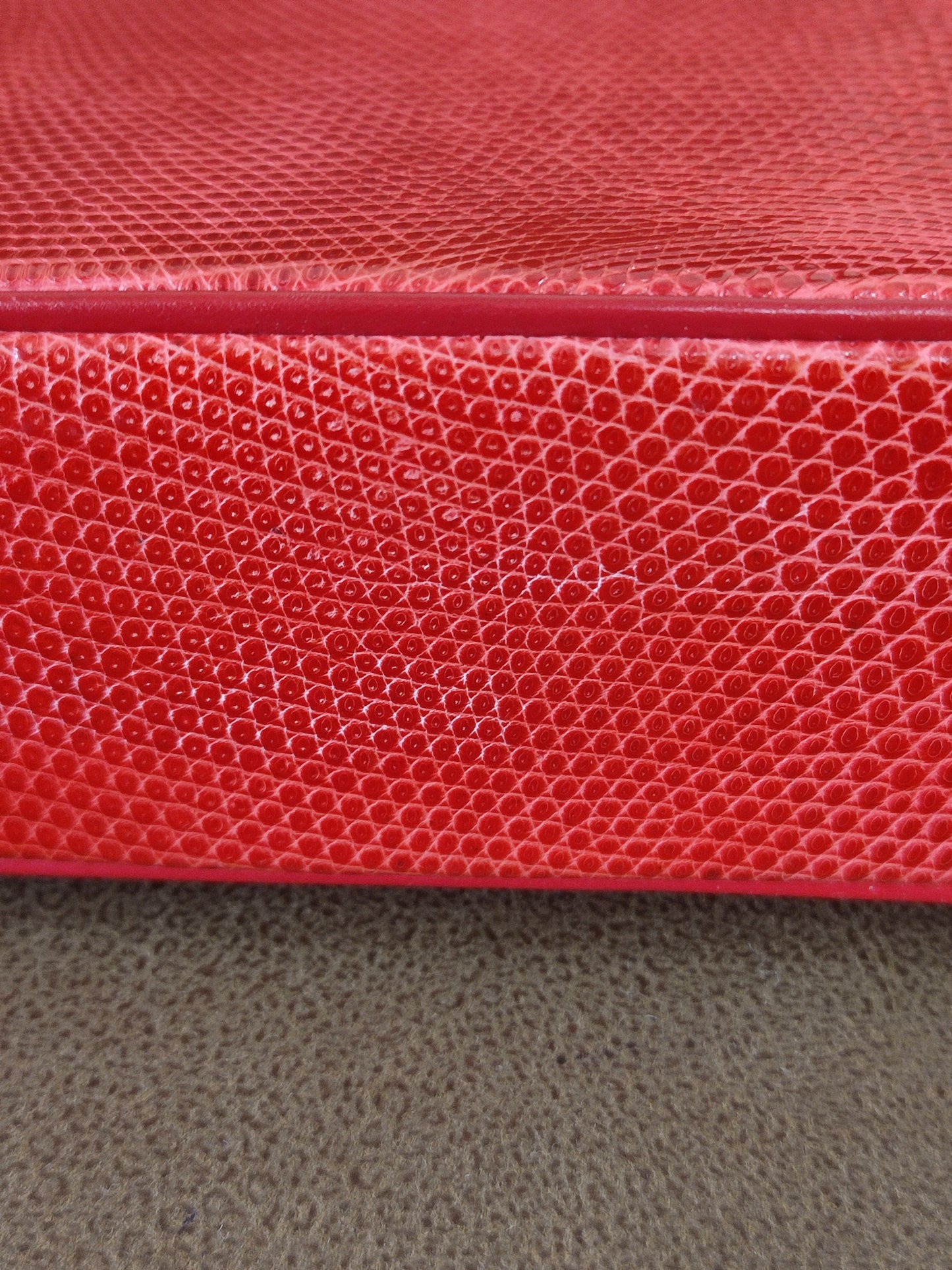 Chanel Vintage Lizard Flap Bag Red Series 1
